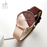 Shengke Original Waterproof Relogio Feminino Leather Women's Watches Japanese Quartz Montre Feminino Creative Design Dial  Clock