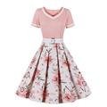 2022 Vintage 50s 60s Women&#39;s Vintage Party Dress With Belt Polka Dot Print Short Sleeve Hepburn Robe Pin Up Rockabilly Dresses