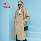 Astrid New Spring Autumn Trench Coat long Fashion Windproof  hood large size Outwear Windbreaker female clothing 7246