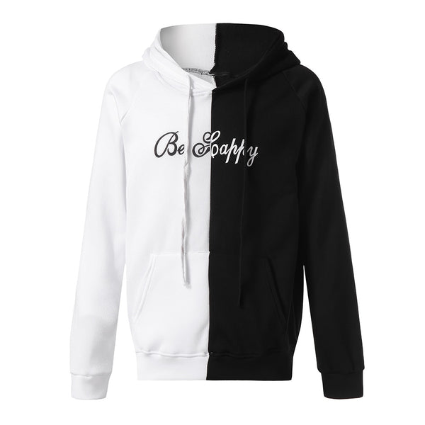 JAYCOSIN Unisex Hoodie Two Color Splicing Smiley Print Fashion Hoodie Sweat Comfort Pocket Casual XL 3XL 4XL 5XL