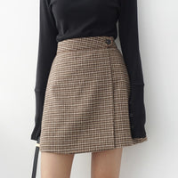 2019 Elegant Vintage Lattice Woolen Skirts Womens Sexy High Waist Lolita Bodycon Skirt Petticoat Plaid Skirt Faldas Mujer Khaki