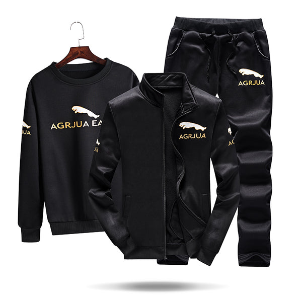 2019 New Men Sets Fashion Autumn Spring Sporting Suit Sweatshirt +Sweatpants Mens Clothing 3 Pieces Sets Slim Tracksuit