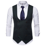 Riinr 2019 Spring Autumn Man's Vest Vintage Waistcoat Men Suit Vest U shaped Collar Houndstooth Men's Casual Vest Male Clothing