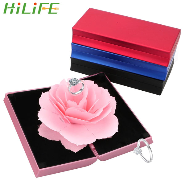 HILIFE Foldable Rose Ring Box Jewelry Creative Gift Jewelry Display Boxes Gift Box For Rings 1pcs Valentine&#39;s Day Wedding