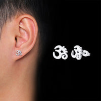 Vnox Mens Ankh Cross Stud Earrings for Women Jewelry Stainless Steel AUM OM Casual Unisex Gifts