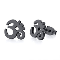 Vnox Mens Ankh Cross Stud Earrings for Women Jewelry Stainless Steel AUM OM Casual Unisex Gifts