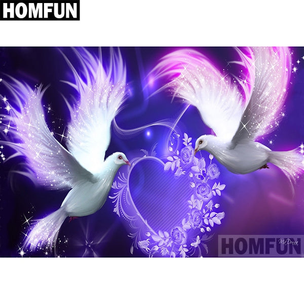 HOMFUN Full Square/Round Drill 5D DIY Diamond Painting &quot;Dove love&quot; Embroidery Cross Stitch 5D Home Decor Gift A00494