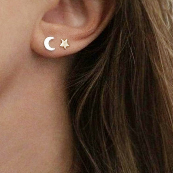Stainless Steel Animal Heart Star Moon Stud Earrings for Women Korean Minimalist Earrings Jewelry Accessories