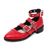Gdgydh Punk Style Black Leather Gothic Shoes Women Adult Mary Janes Large Size Square Heel Pumps Female Footwear Buckle Strap