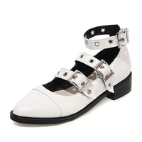 Gdgydh Punk Style Black Leather Gothic Shoes Women Adult Mary Janes Large Size Square Heel Pumps Female Footwear Buckle Strap