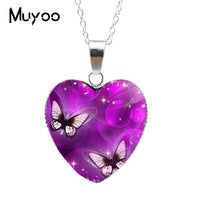 2019 Hot Purple Magic Butterfly Heart Jewelry Necklace Beautiful and Mysterious Butterfly Pendant Heart Necklace Jewerly HZ3