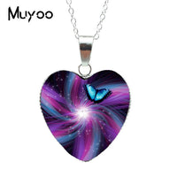 2019 Hot Purple Magic Butterfly Heart Jewelry Necklace Beautiful and Mysterious Butterfly Pendant Heart Necklace Jewerly HZ3