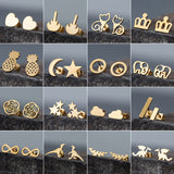 Golden Korean Minimalist Golden Iron Stainless Steel Triangle Stud Earrings for Women Fashion 2019 Jewelry Accessories Gift