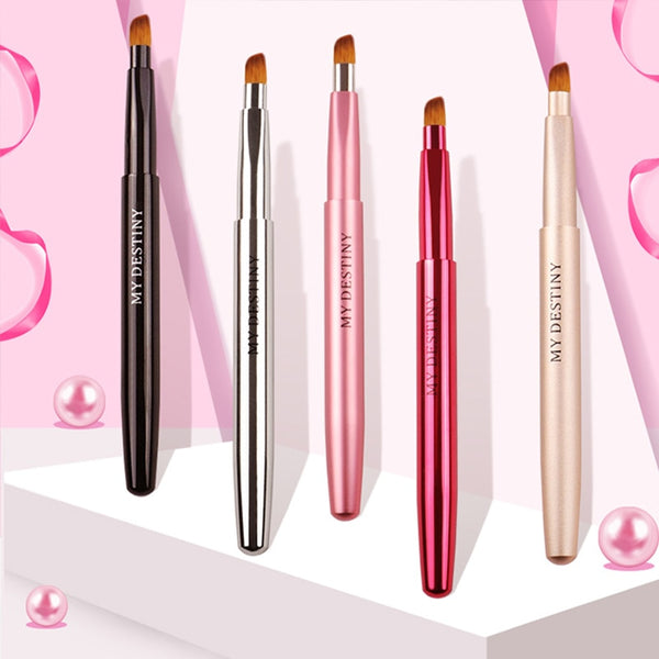 My destiny/cosmetic brush retractable lip brush lipstick brush portable yellow wolf tail hair brush makeup pen