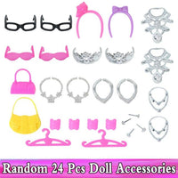 Random 1 Set Doll Accessories for Barbie Doll Shoes Boots Mini Dress Handbags Crown Hangers Glasses Doll Clothes Kids Toys 12&#39;&#39;
