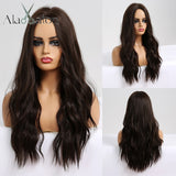 ALAN EATON Long Ombre Light Ash Brown Blonde Wavy Wig Cosplay Party Daily Synthetic Wig for Women High Density Temperature Fibre