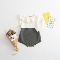 Newborn Baby Girls Boys Knitted Romper Baby Clothes Cotton Pompom Woolen Baby Rompers Ruffle Infant Baby Boys Jumpsuit Overalls