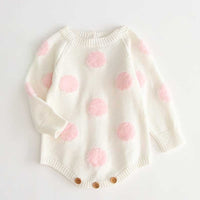 Newborn Baby Girls Boys Knitted Romper Baby Clothes Cotton Pompom Woolen Baby Rompers Ruffle Infant Baby Boys Jumpsuit Overalls