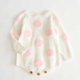 Newborn Baby Girls Boys Knitted Romper Baby Clothes Cotton Pompom Woolen Baby Rompers Ruffle Infant Baby Boys Jumpsuit Overalls