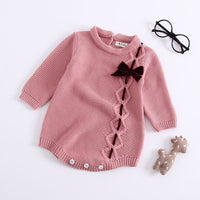 Newborn Baby Girls Boys Knitted Romper Baby Clothes Cotton Pompom Woolen Baby Rompers Ruffle Infant Baby Boys Jumpsuit Overalls