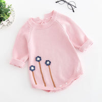 Newborn Baby Girls Boys Knitted Romper Baby Clothes Cotton Pompom Woolen Baby Rompers Ruffle Infant Baby Boys Jumpsuit Overalls