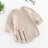 Newborn Baby Girls Boys Knitted Romper Baby Clothes Cotton Pompom Woolen Baby Rompers Ruffle Infant Baby Boys Jumpsuit Overalls