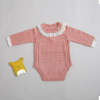 Newborn Baby Girls Boys Knitted Romper Baby Clothes Cotton Pompom Woolen Baby Rompers Ruffle Infant Baby Boys Jumpsuit Overalls