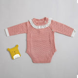 Newborn Baby Girls Boys Knitted Romper Baby Clothes Cotton Pompom Woolen Baby Rompers Ruffle Infant Baby Boys Jumpsuit Overalls