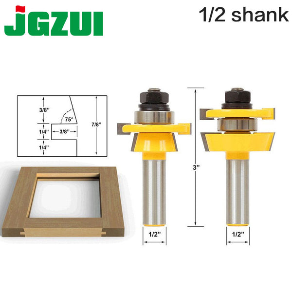 Rail &amp; Stile Router Bit Set - Shaker 2 Pc 1/2&quot; Shank 12mm shank door knife Woodworking cutter Tenon Cutter for Woodworking Tools