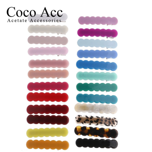 japan korean new design acrylic colid candy color Scallop shell bar shaped wave simple hair side clips grips barrettes kids baby