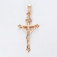 Pendant Necklace 585 Rose Gold Cross Crucifix Clear Crystal for Men Women Prayer Jesus Necklace Chain 50cm Fashion Jewelry GPM26