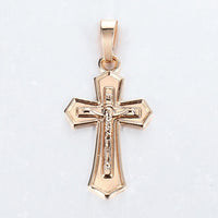 Pendant Necklace 585 Rose Gold Cross Crucifix Clear Crystal for Men Women Prayer Jesus Necklace Chain 50cm Fashion Jewelry GPM26