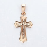 Pendant Necklace 585 Rose Gold Cross Crucifix Clear Crystal for Men Women Prayer Jesus Necklace Chain 50cm Fashion Jewelry GPM26