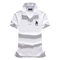 High quality summer new lady short sleeve polo shirts big horse casual women lapel polos shirts cotton women fashion slim tops