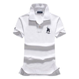 High quality summer new lady short sleeve polo shirts big horse casual women lapel polos shirts cotton women fashion slim tops