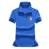High quality summer new lady short sleeve polo shirts big horse casual women lapel polos shirts cotton women fashion slim tops