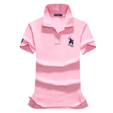 High quality summer new lady short sleeve polo shirts big horse casual women lapel polos shirts cotton women fashion slim tops