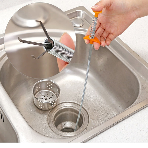 1PC Kitchen Sink Cleaning Hook Sewer Dredging Device Spring Pipe Hair Dredging Tool Removal Sink Cleaning Tool with Hook