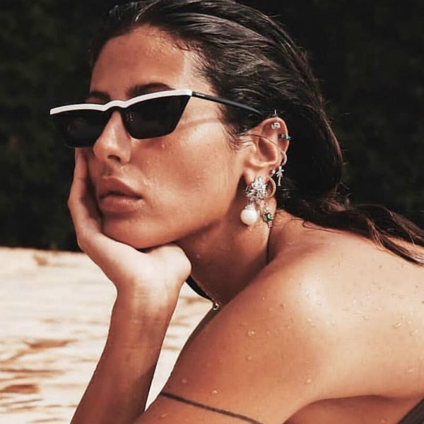 Black Fashion Design Women Sun Glasses Flat Top Sunglasses Square Frame Classic Shades Vintage Black Red Eyewear Oculos de sol