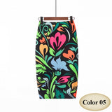 Fashion Spring Summer Style Pencil Skirt Women High Waist Green Skirts Vintage Elegant Bodycon Floral Print Midi Skirt FICUSRONG