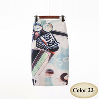 Fashion Spring Summer Style Pencil Skirt Women High Waist Green Skirts Vintage Elegant Bodycon Floral Print Midi Skirt FICUSRONG