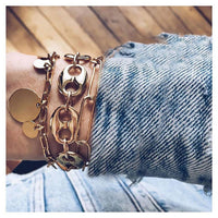 Modyle Bohemian Black Beads Chain Bracelets Bangles For Women Fashion Heart Compass Gold Color Chain Bracelets Sets Jewelry Gift