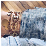Modyle Bohemian Black Beads Chain Bracelets Bangles For Women Fashion Heart Compass Gold Color Chain Bracelets Sets Jewelry Gift