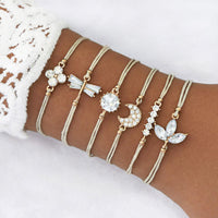 Modyle Bohemian Black Beads Chain Bracelets Bangles For Women Fashion Heart Compass Gold Color Chain Bracelets Sets Jewelry Gift