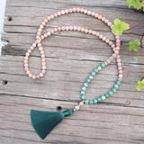 8mm Natural Stone Beads,Matte Line Stone,Qinghai Jadeite,JapaMala Sets,Spiritual Jewelry,Meditation,Inspirational,108 Mala Beads
