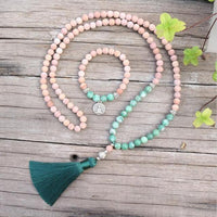 8mm Natural Stone Beads,Matte Line Stone,Qinghai Jadeite,JapaMala Sets,Spiritual Jewelry,Meditation,Inspirational,108 Mala Beads