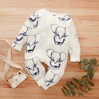 PatPat 2020 New Spring and Autumn Cute Allover Elephant Long-sleeve Jumpsuit in White for Baby Buy Clothes