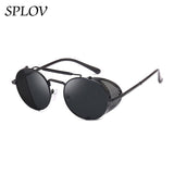 New Steampunk Retro Round Metal Sunglasses Men Women Brand Designer Glasses Metal Shields Shades Oculos De Sol UV400 Eyewear