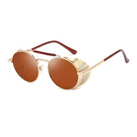 New Steampunk Retro Round Metal Sunglasses Men Women Brand Designer Glasses Metal Shields Shades Oculos De Sol UV400 Eyewear