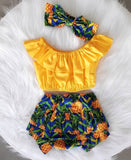 Sweet Toddler Baby Girl Kid Straped Ruffle Red Tops Watermelon Shorts Headwear Sunsuit Clothes Summer Girls Clothing 3PCS